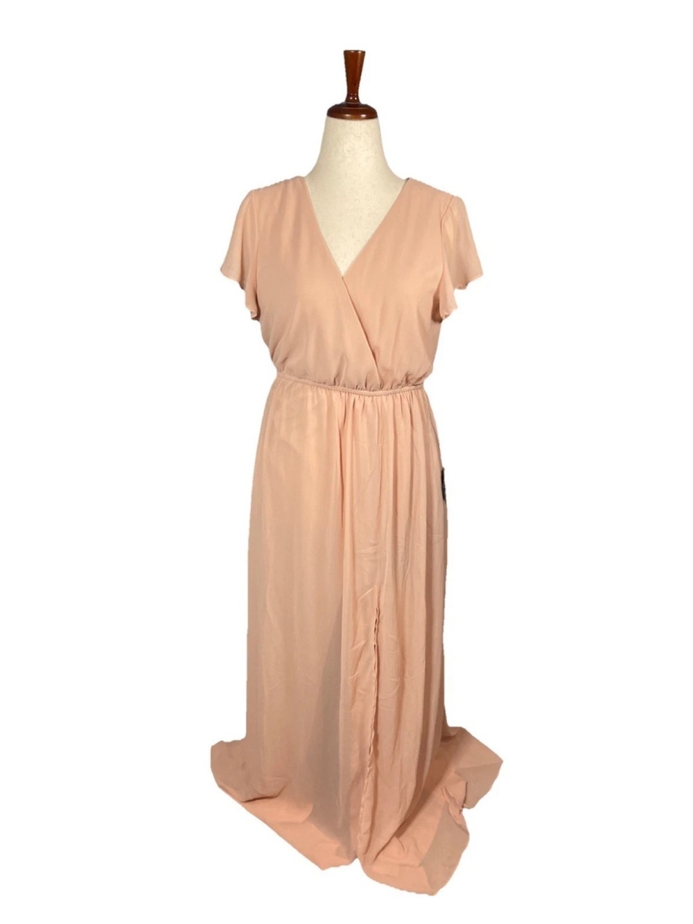 Lulus Lost in the Moment Blush Maxi Dress Lined Boho Wedding Guest Large NWT